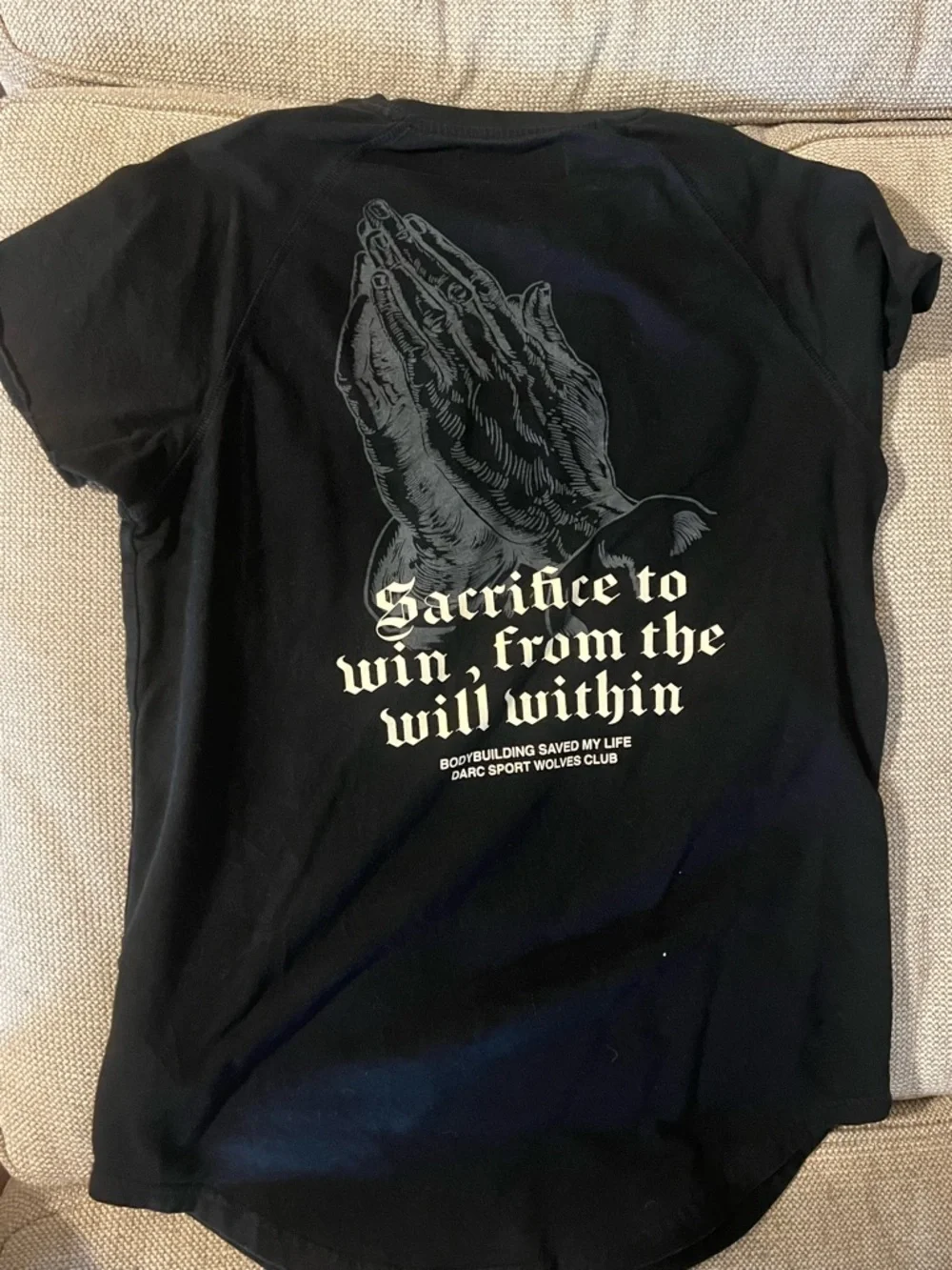 Darc Sport Black Short Sleeve Tee with White Gothic Print - Picture 3 of 3